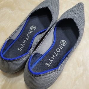 Rothy's Pointed Toe Cloud Grey Birdseye Size 6